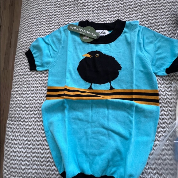 OXKNIT Retro Blue Birdie Jacquard Knitwear - Picture 3 of 3